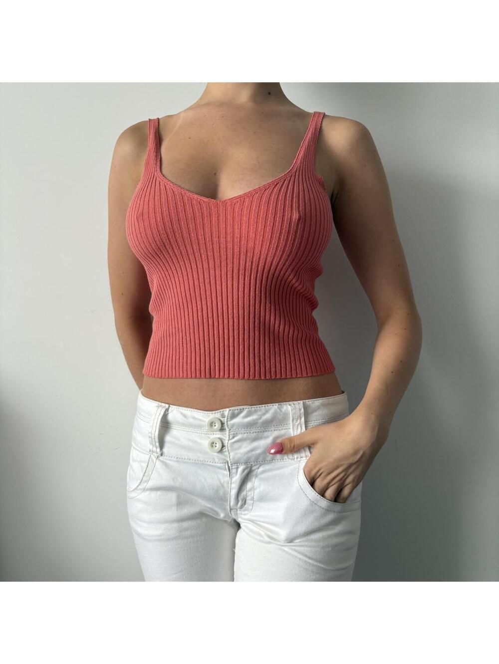 Stradivarius Women's Pink and Orange Cami